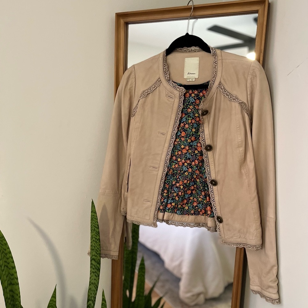 Antrhopologie Beautiful Nude Leather Jacket